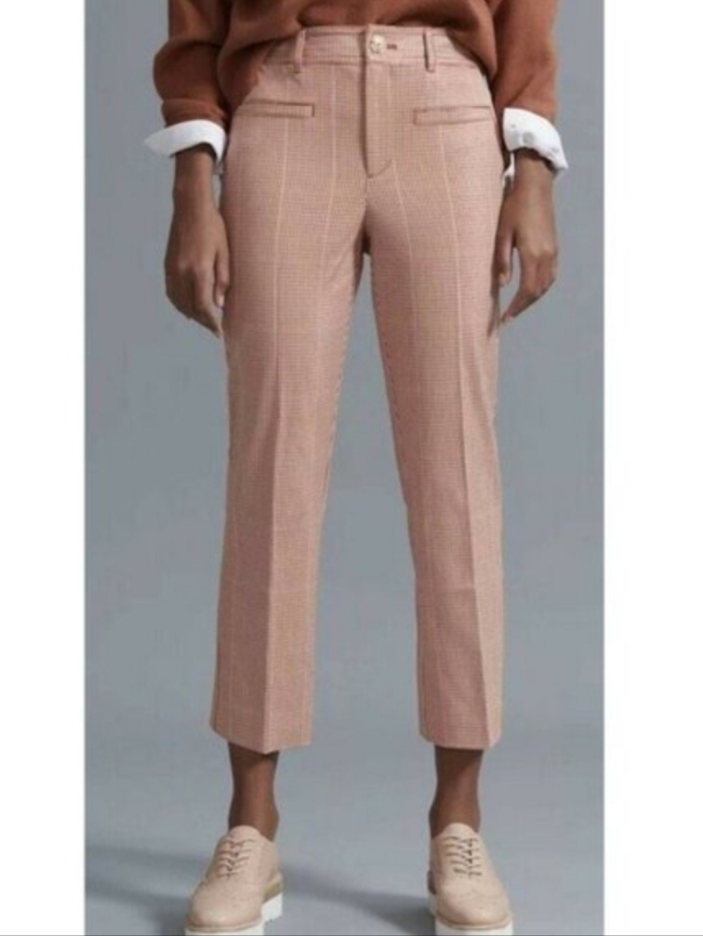 Maeve Anthropologie Jacquie Slim Pants Gingham Shimmer Size 16 Tall